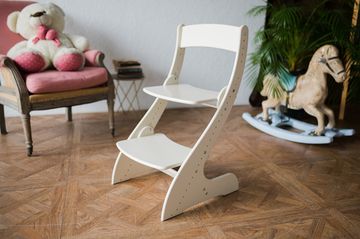 Растущий стул «Павлин» для детей - Слоновая кость, Деревянный 49x47x85