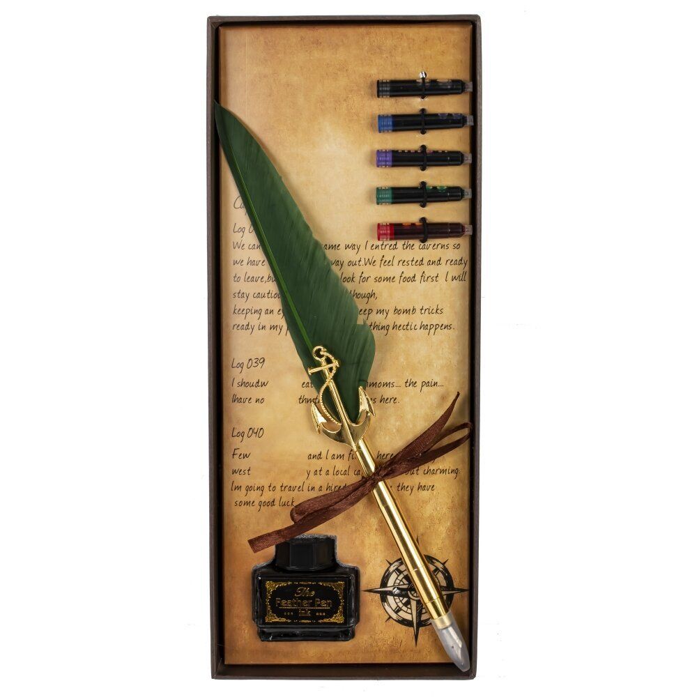 GAEM Набор подарочный: ручка перьевая, чернила 5шт, чернильница, L28 W11,5 H4 см