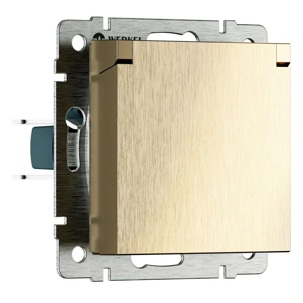 Розетка влагозащищенные с заземлением с крышкой и шторками (шампань рифленый) W1171210