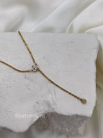 Колье (сотуар) золотистое  цветок со стразами