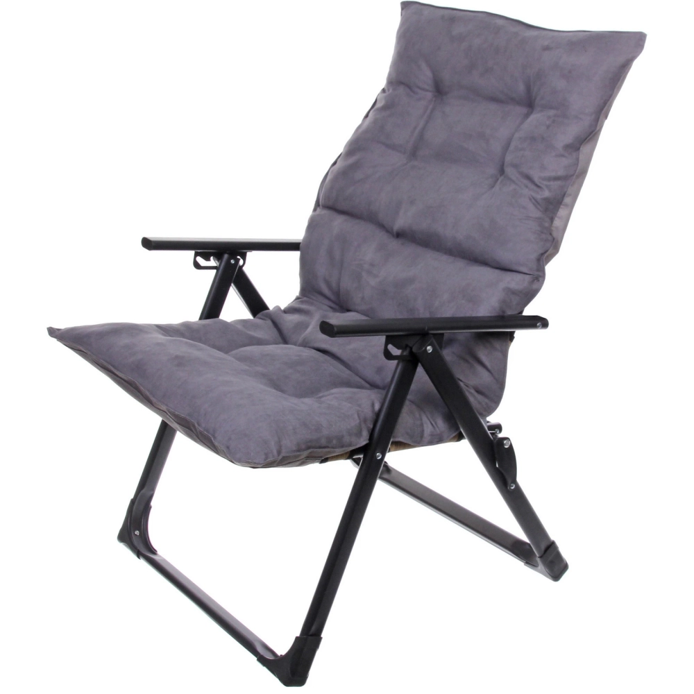 Кресло складное с подлокотниками «Люкс», 62*64*100 см, беж+серый,3 положения.