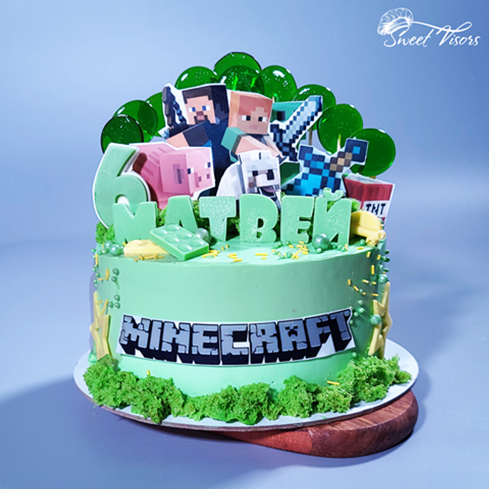 торт мальчику Майнкрафт Кондитерская Сладкие Козырьки Sweet Visors Светланы Дегтеревой