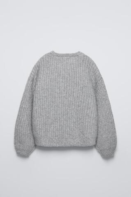 ZARA КАРДИГАН С ПУГОВИЦАМИ И СТРАЗАМИ, ЖЕМЧУЖНО-СЕРЫЙ