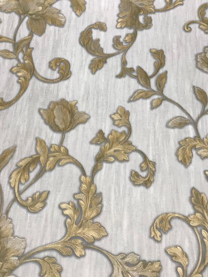 ОБОИ ART винил КОМПАКТНЫЙ на флизе 1,06х10 DAPHNA  ЗОЛОТО НА СВ СЕРОМ