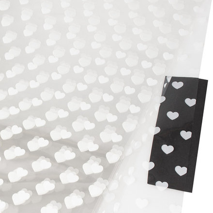 ЛИСТ МЕЛКИЕ БЕЛЫЕ СЕРДЕЧКИ 58*58/20шт