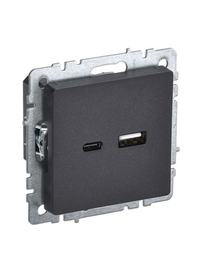 Розетка BRITE USB A+C 18Вт РЮ11-1-БрЧ механизм черн. IEK BR-U22-018-K02