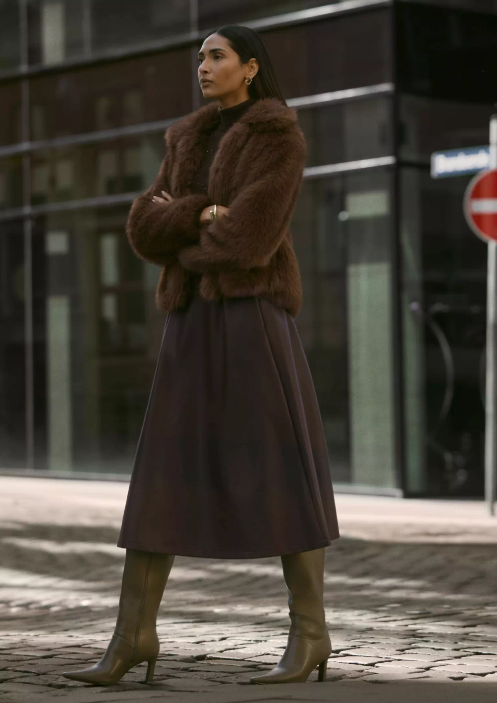 Юбка-миди в кожаном стиле Black Label