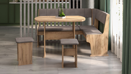 Рио (ТриЯ) Кухонный уголок (крафт золотой/светло-коричневый)