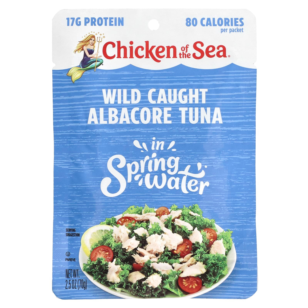 Chicken of the Sea, Дикий альбакоровый тунец, родниковая вода, 70 г (2,5 унции)
