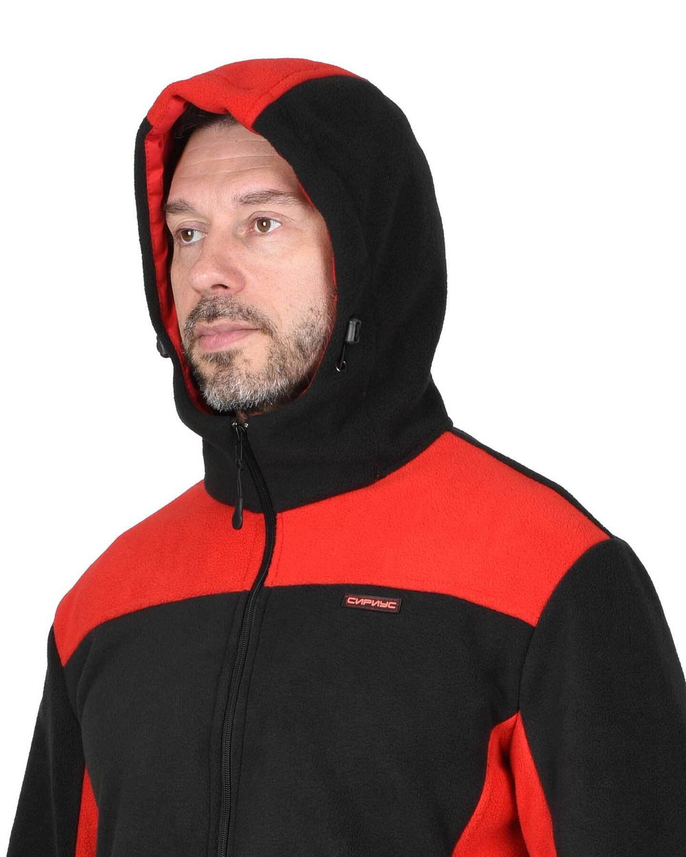 Куртка флисовая "ТЕХНО" (флис дублированный) черная с красным