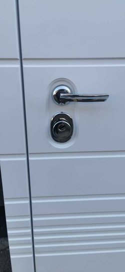 Входная белая дверь с зеркалом RеX (РЕКС) Трендо Силк сноу / ФЛ-243 Силк сноу (белый матовый, без текстуры)