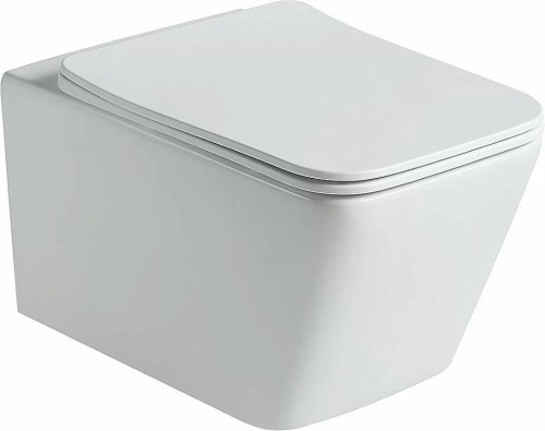 Унитаз подвесной SantiLine SL-5007T-MW белый матовый, безободковый, с крышкой микролифт, слив торнадо