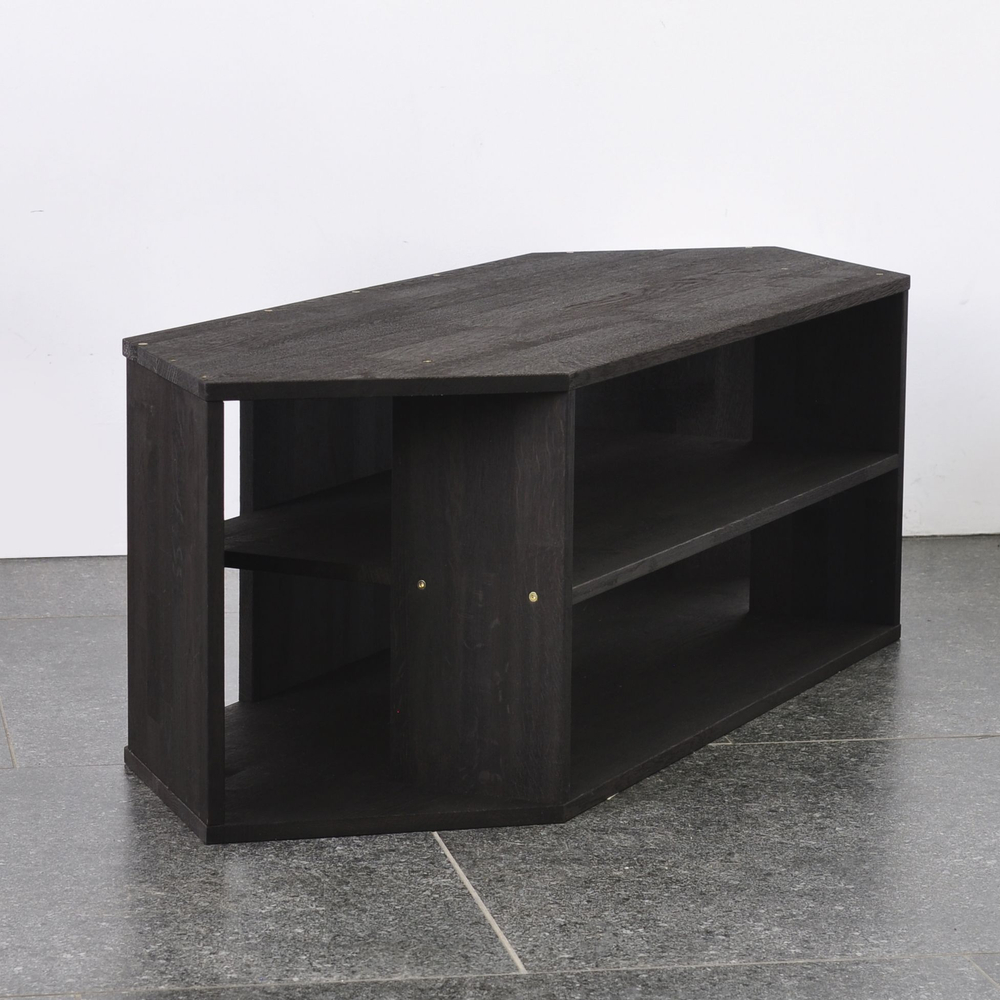 Тумба под телевизор, 114х40х35, Эдгар, напольная под ТВ, деревянная, в прихожую и спальню, массив дуба, черный дуб, Dipriz