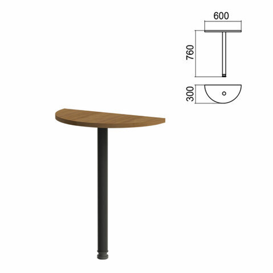 Стол приставной полукруг "Арго", 600х300х760, орех/опора черная (КОМПЛЕКТ)