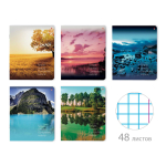 Тетрадь А5 48л. клетка "Природа. Пейзажи", 5 видов (Альт)