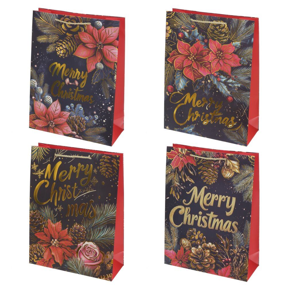 GAEM Пакет подарочный M (бумага 210г/м2, блок 12шт), L26 W12 H32 см, 4в.