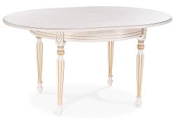 Стол Брейзер 110(140)х110х77 молочный / золото