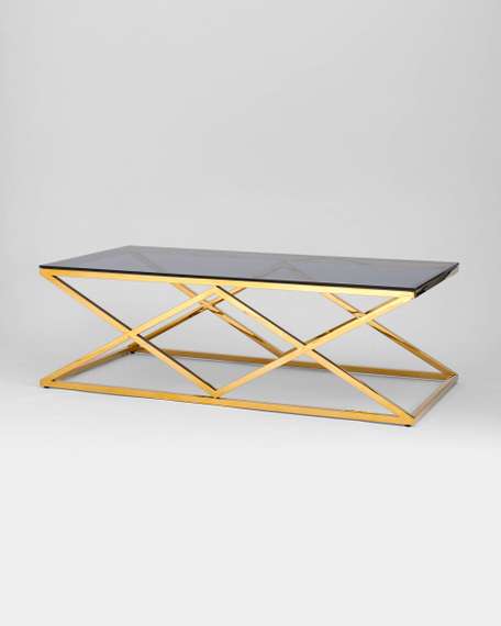 Журнальный стол 120*60 ИНСИГНИЯ золото стекло smoke
