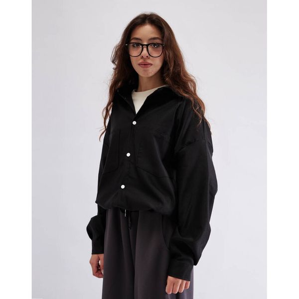 Рубашка из хлопка плотная черная - фото 5