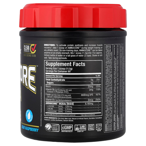 ALLMAX, AMINOCORE™ BCAA, со вкусом голубой малины, 1035 г (2,28 фунта)
