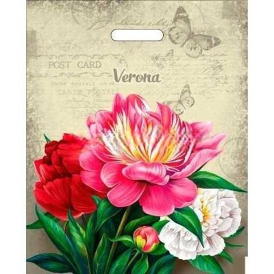 Пакет с прорубной ручкой ПВД 38х47 (60 мкм) "Верона" лам. (50/500 шт.) Интерпак