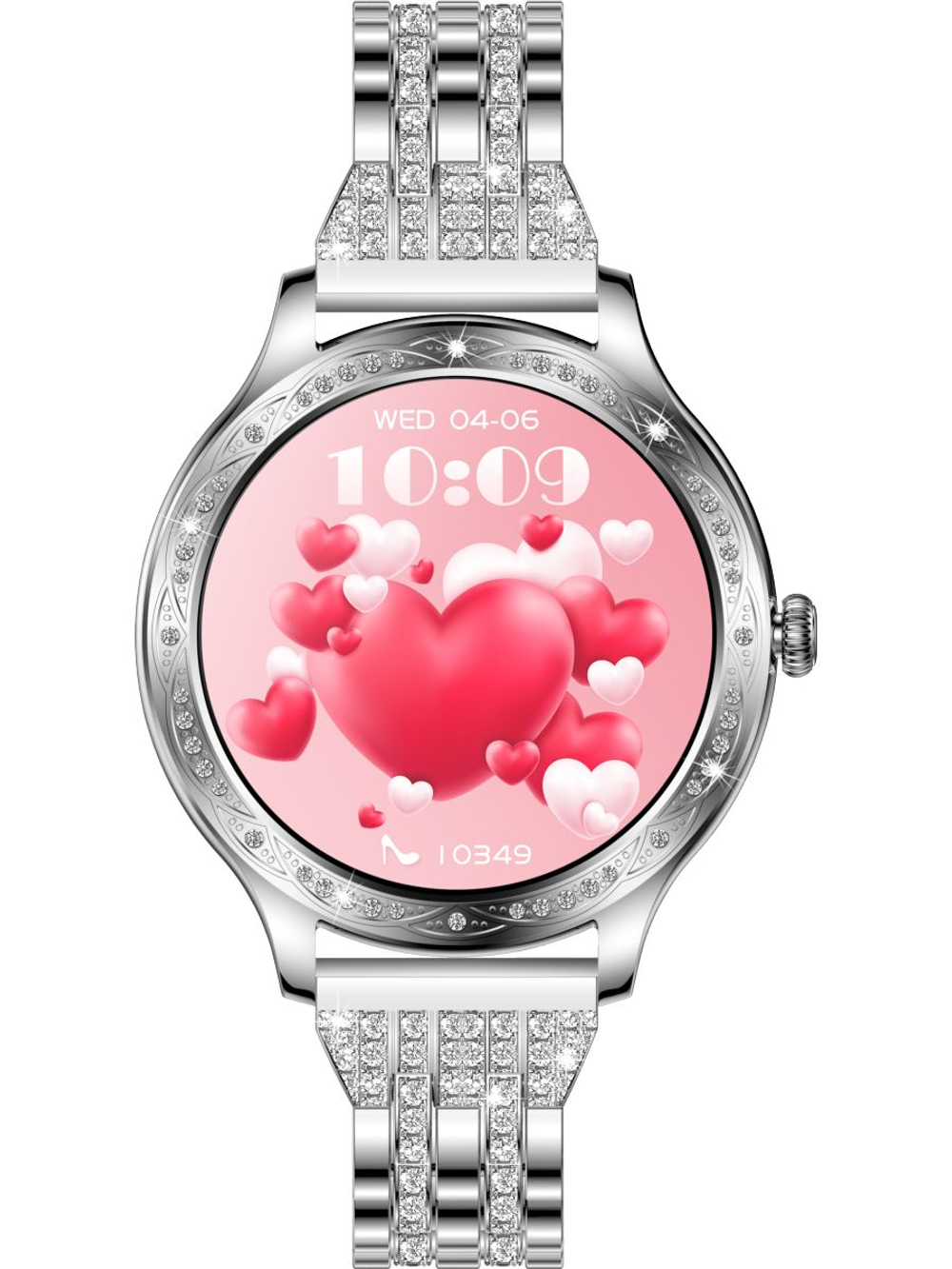 Смарт часы PARASMART Helenia AK60 (блочный браслет со стразами, серебристый)