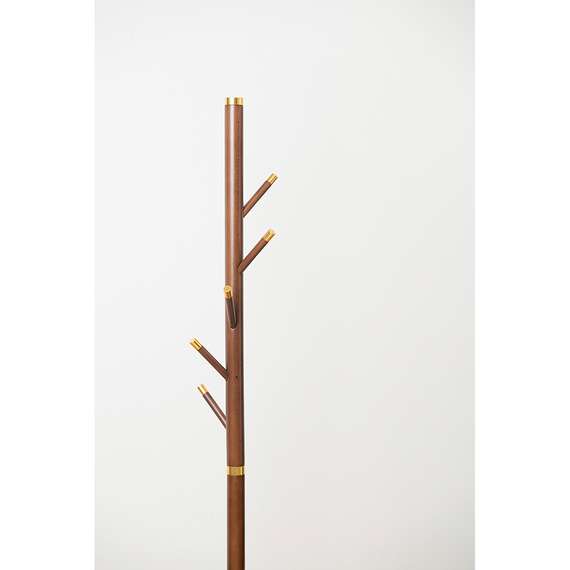 Напольная вешалка Bakken, 180 см, золотистый хром/светлый орех