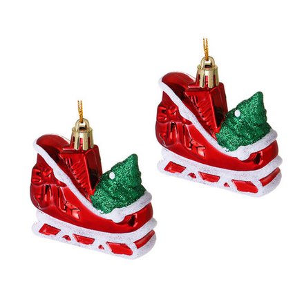 СНОУ БУМ Набор декоративных украшений "Сани" 2шт, 6,5x2,5x6,5см, пластик, арт.3