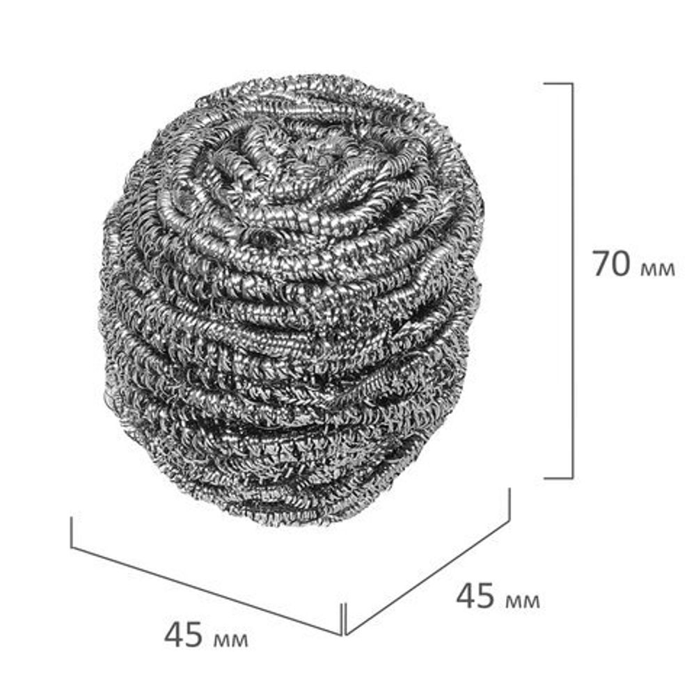 Губки металлические, спиральные, 3 шт., для посуды, гриля LAIMA, 603102