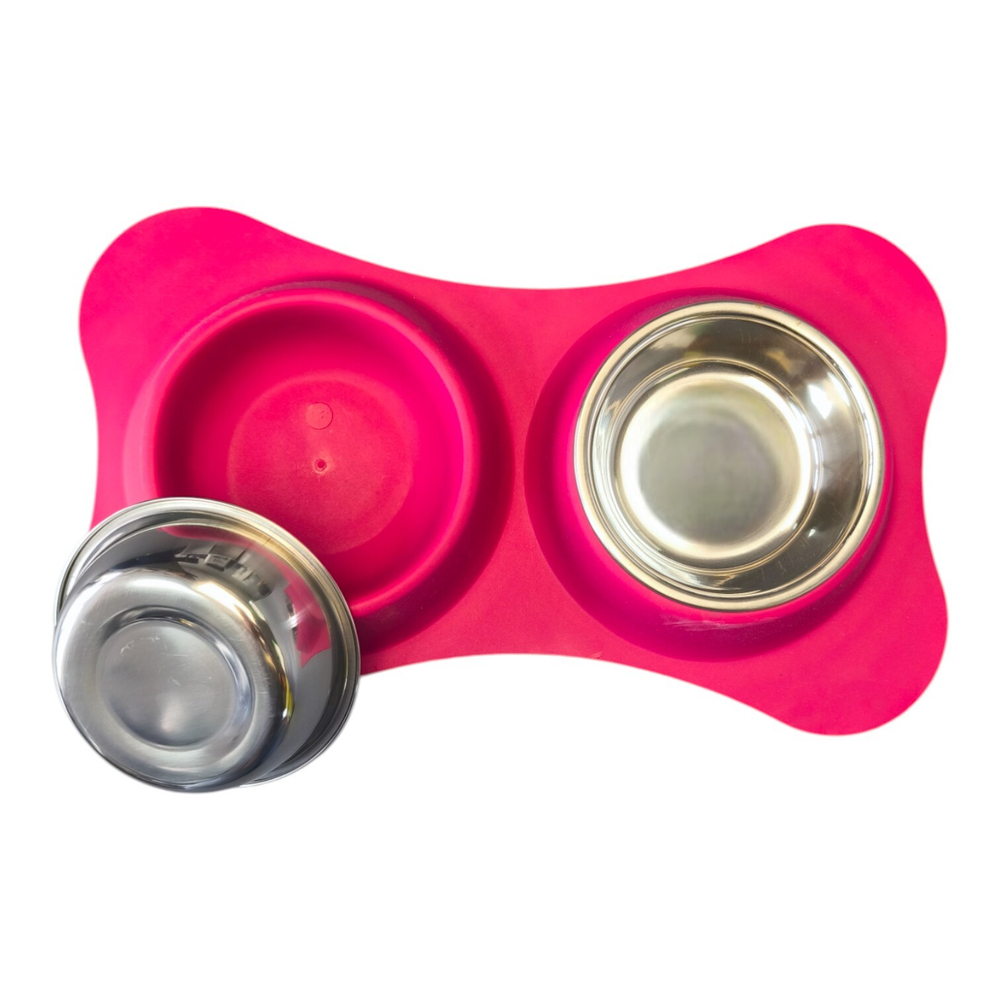 Комплект "efox" подставка из резины + две миски нержавейка