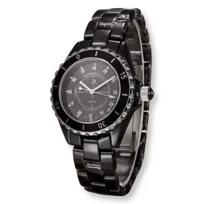Часы наручные из керамики кварцевые на керамическом браслете, черный W9310-02