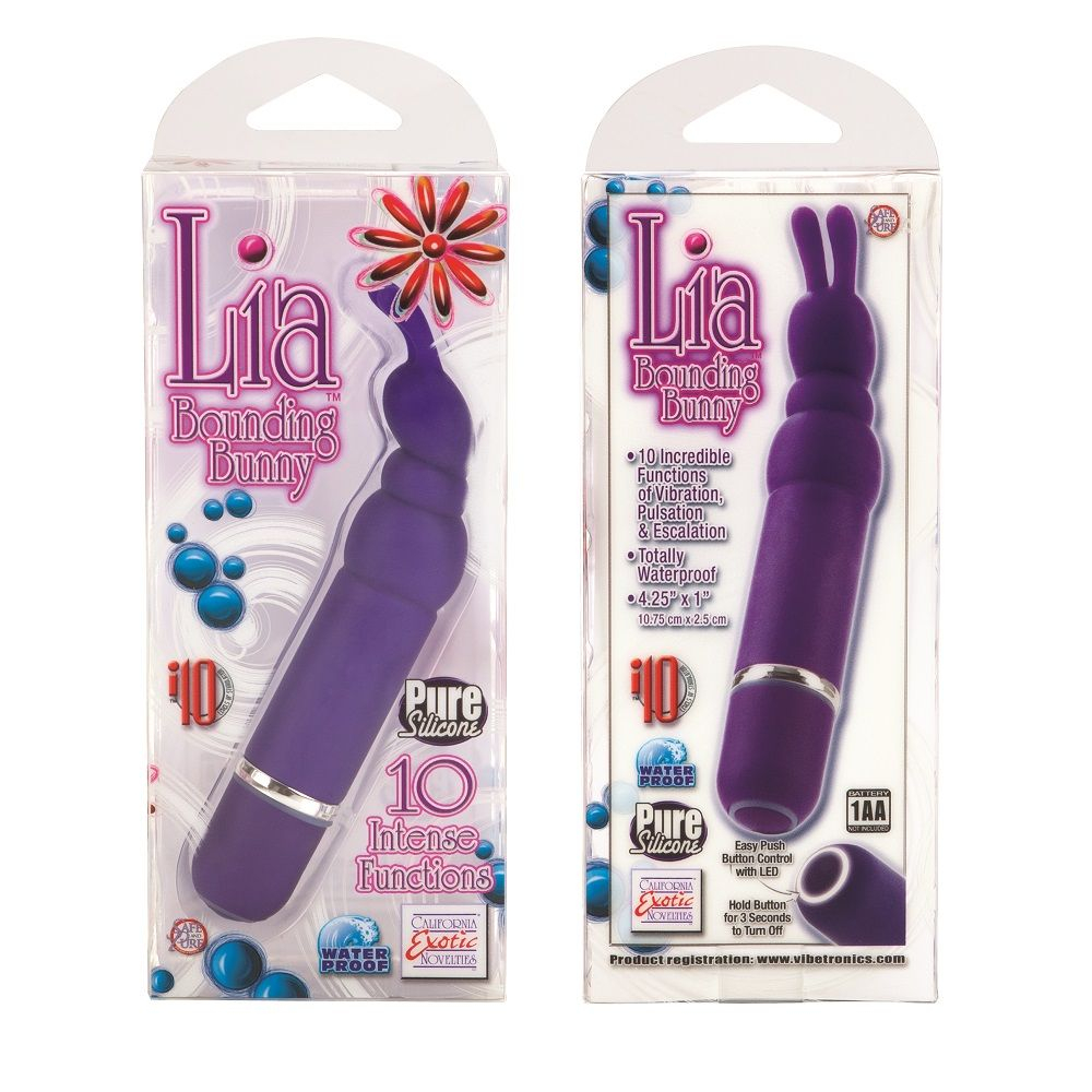 Фиолетовый вибромассажёр с зайчиком на кончике Bounding Bunny - 10,7 см. (Цвет: фиолетовый)