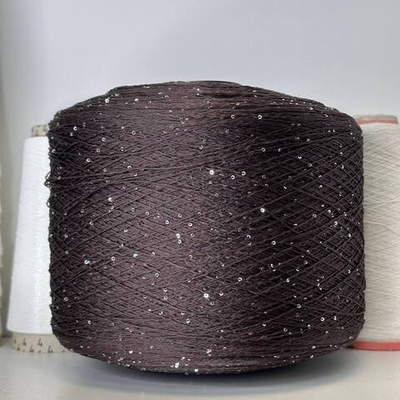 LINETTE PAILLETES - 80% лен, 20% п/а, микропайетки 2мм, ; 450м\100гр; цвет: коричневый, пайетки серебро