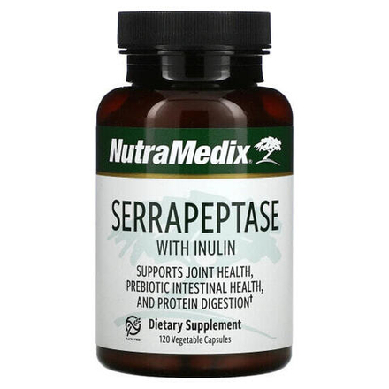 Для пищеварительной системы NutraMedix, Серрапептаза с инулином, 120 растительных капсул