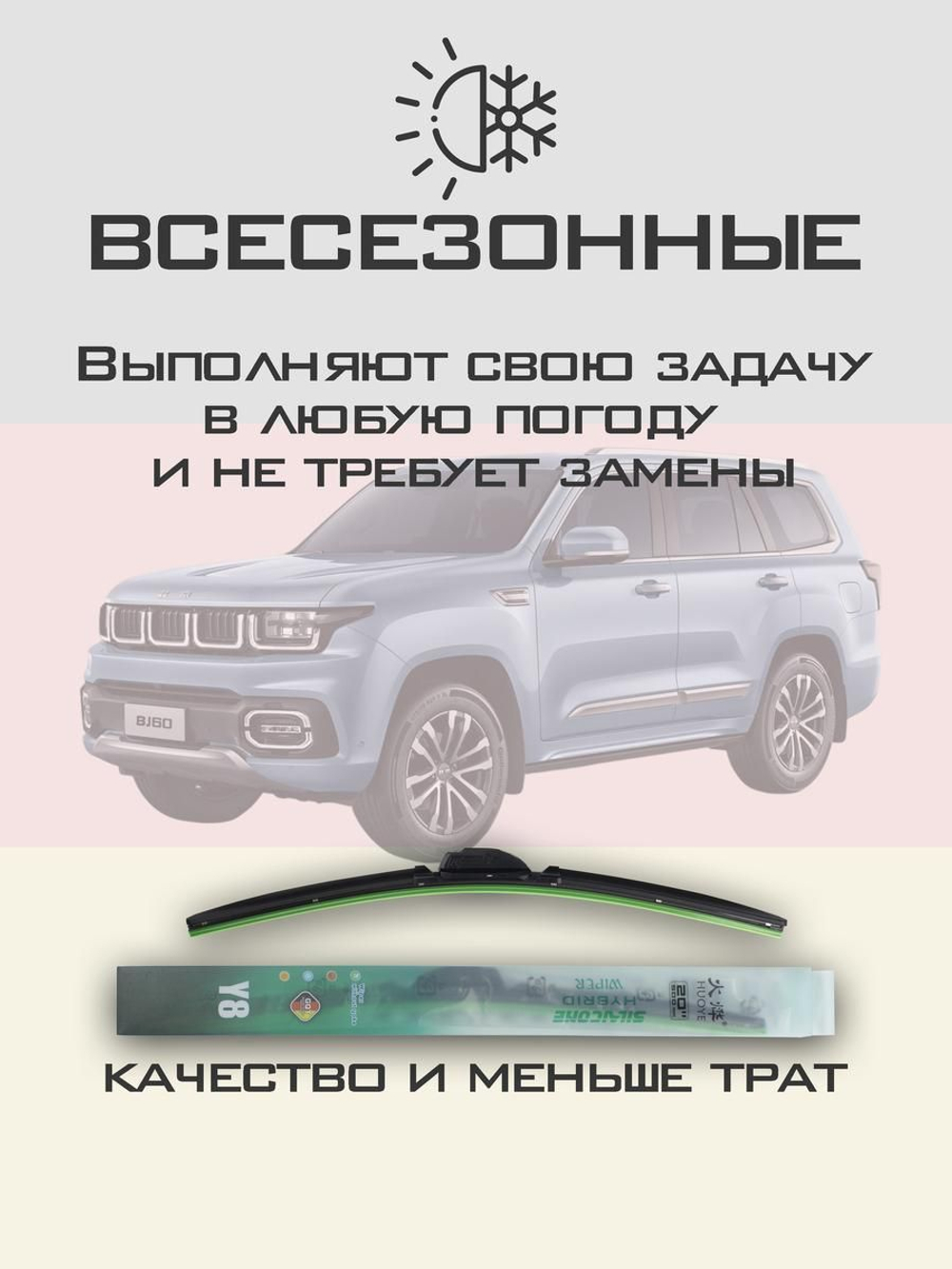 Щетки стеклоочистителя HUOYE Y8 550/500 мм на BAIC BeijingBJ60 | Original (Special)