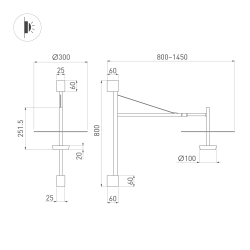 Светильник SP-CAMPANA-WALL-L1450-9W Warm3000 (BK, 130 deg, 230V, TELESCOPIC) (Arlight, IP20 Металл, 5 лет) 059596