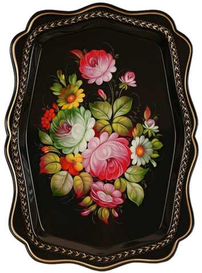 Жостовский поднос декоративный, размер 47х34 см (A22), металлический