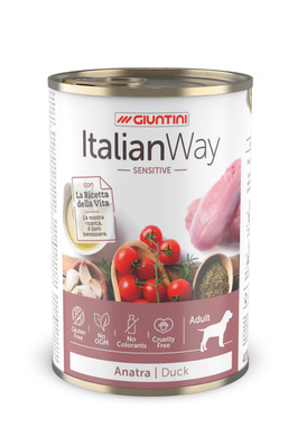 Italian Way Консервы Консервы для собак с чувствительным пищеварением с уткой,томатами и картофелем (ITALIAN WAY WET SENSITIVE DUCK) 0,4 кг