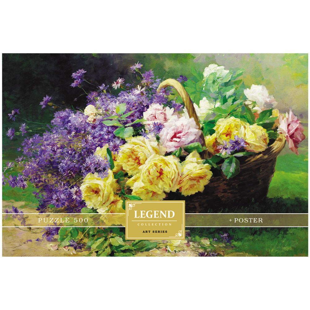 Пазл  500 эл. Hatber Premium "Legend Art Series. Корзина цветов", подарочная коробка + Постер