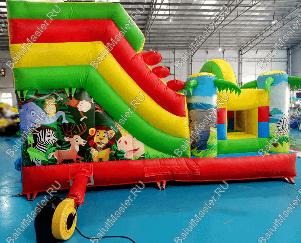 Коммерческий батут "Белый клык в джунглях", размер 6*5*4 м