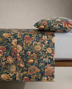 Zara Home - Простыня с изображением цветов, темно-синий, 160x280 см