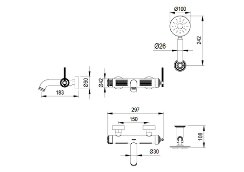 Смеситель для ванны ETERNA COPPER BRUSHED