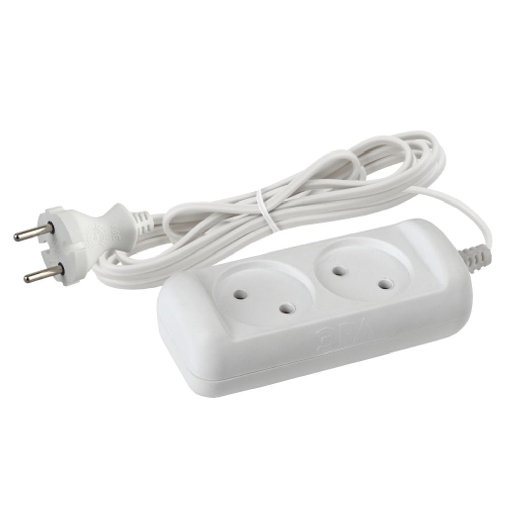 Удлинитель электрический ЭРА UX-2-3m без заземления 2 розетки 3м ШВВП 2x0,75мм2 6А | Бытовые удлинители