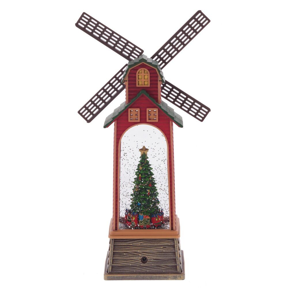 GAEM Изделие декоративное "Мельница" (подсвет, вьюга, муз, движ, AA х3 н/п +USB) L17 W10 H34 см