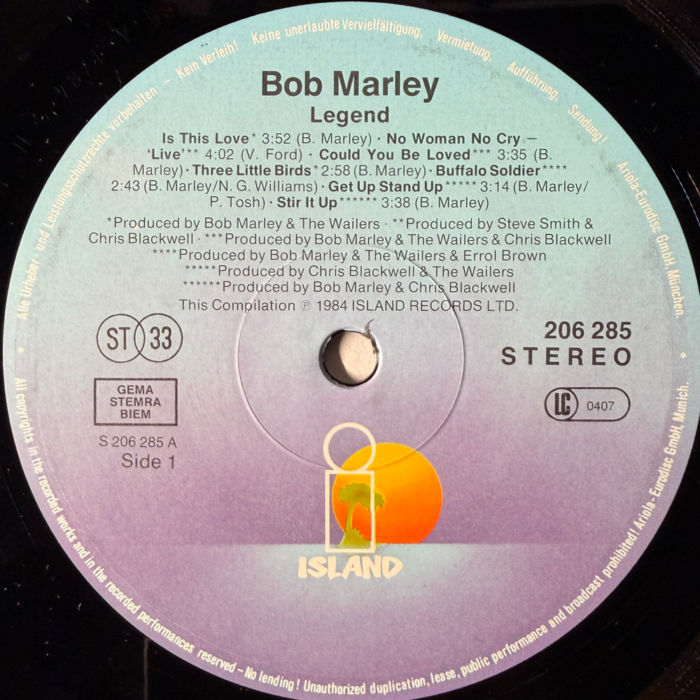 Bob Marley And The Wailers ‎– Legend - The Best Of Bob Marley And The Wailers (Европа 1984г.)Т