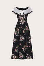 ПЛАТЬЕ ИЗ ЧЕРНОГО ШЕЛКА С АВТОРСКИМ ПРИНТОМ