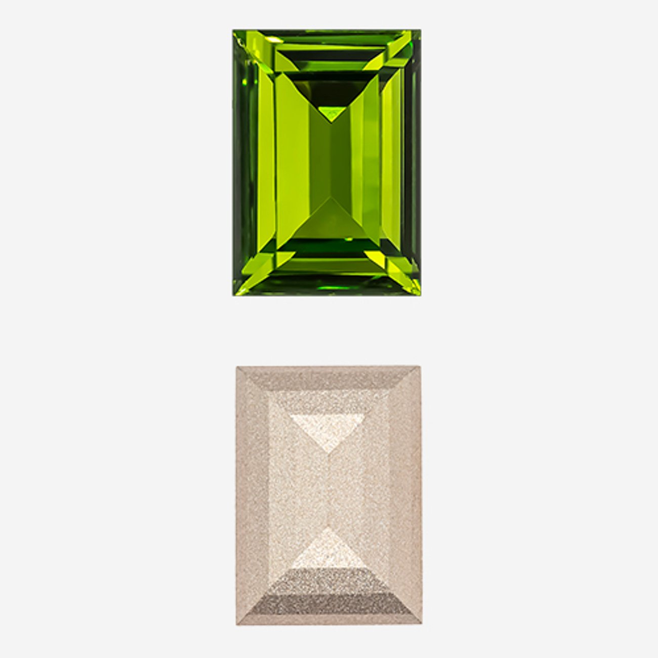 Кристалл Прямоугольник (Step Cut Fancy Stone), оттенок "Оливин"/"Olivine", 14*10мм