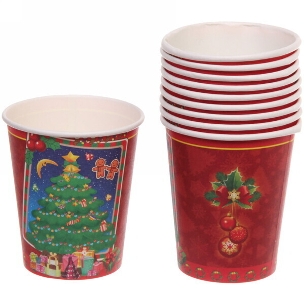 Стакан бумажный 0,2л в наборе 10 шт «Новогодняя открытка»
