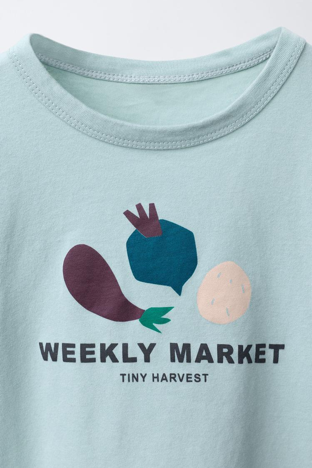 ZARA ФУТБОЛКА С ПРИНТОМ, ПАСТЕЛЬНО-СИНИЙ