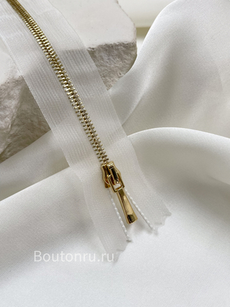 Молния на прозрачной сетке золотистая